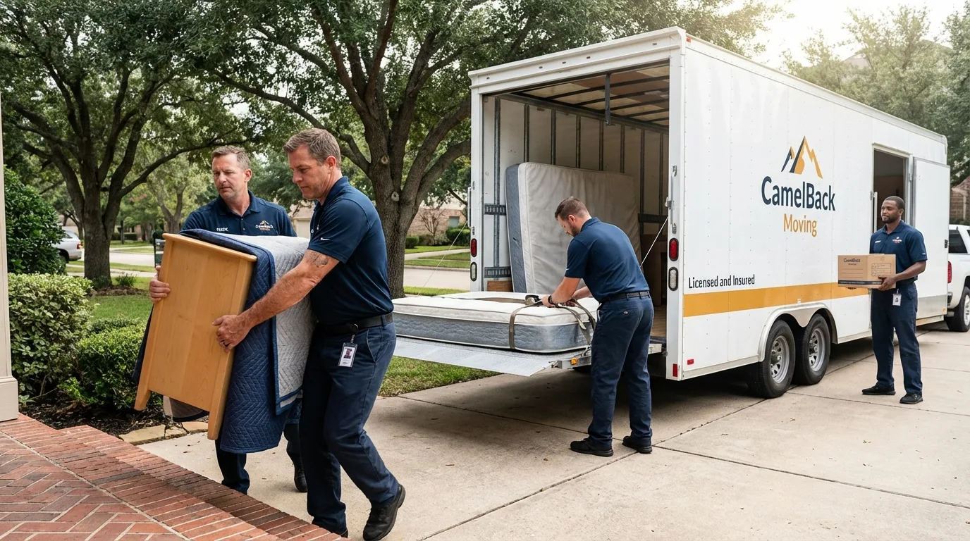 Crew loading residential truck for cross-state move from Smith Center, KS