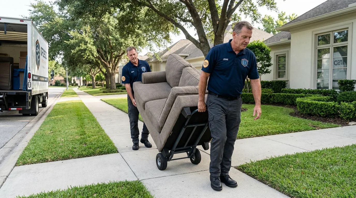 Local residential moving crew loading furniture in Smith Center, KS