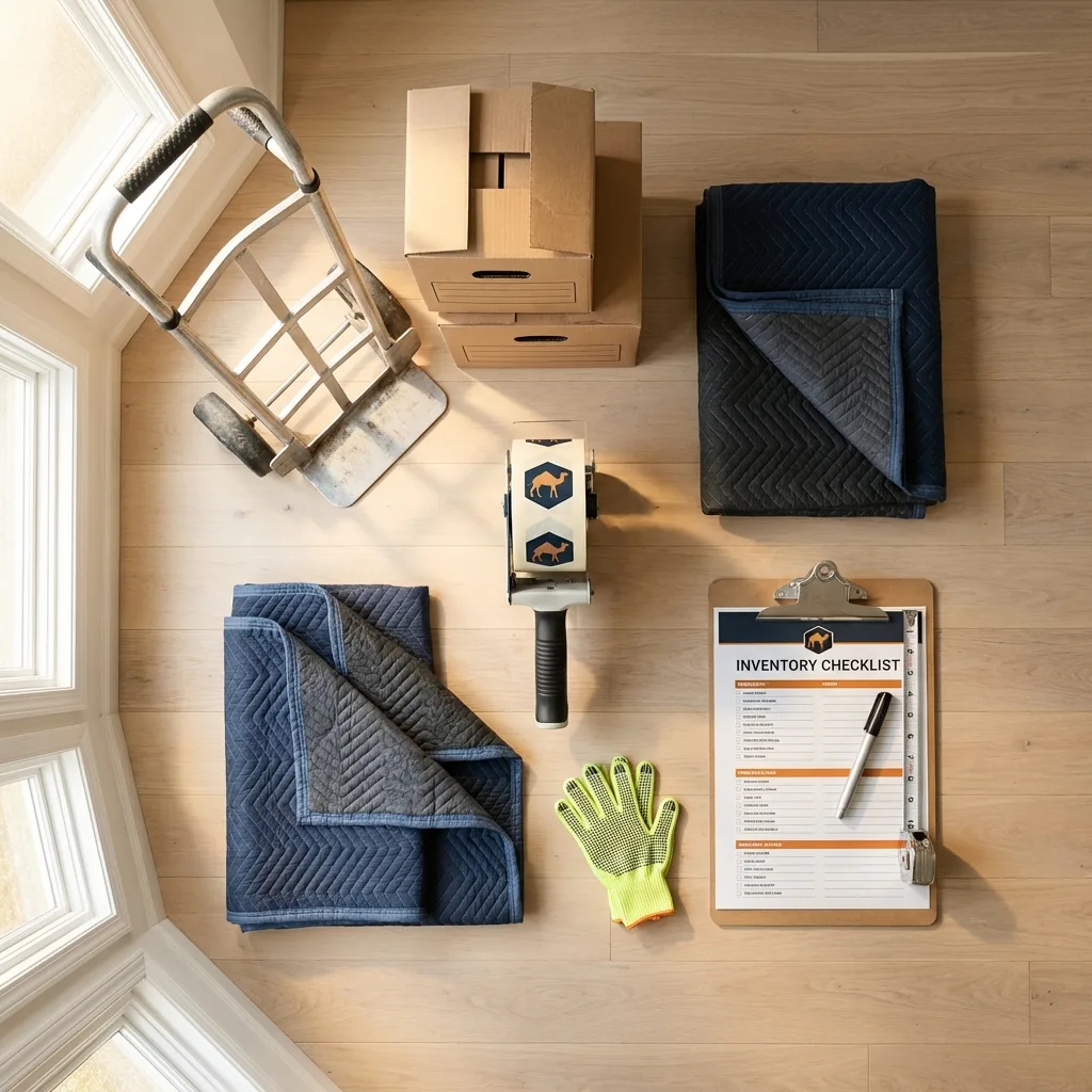 Professional moving supplies and packing materials layout for Smith Center residential relocations